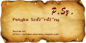 Petyka Szörény névjegykártya
